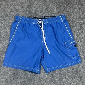 Speedo Board Shorts Mens XL Blue Lace Tie Waist Cargo Pocket Lined Swimwear